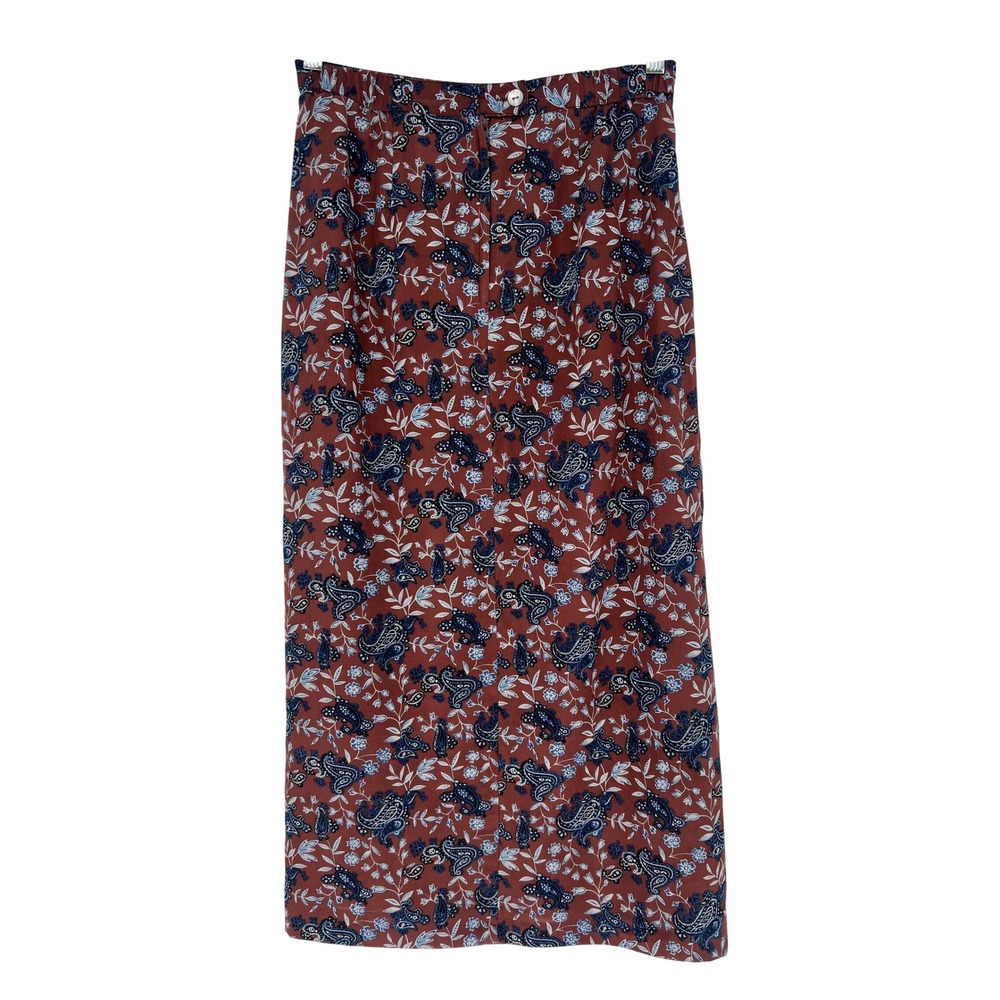 Jennifer Moore Wrap Skirt Women 6 Rust Paisley 100% Silk Vintage 90s Midi Skirt - Picture 3 of 4